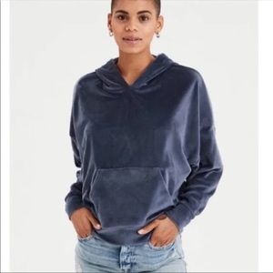 American Eagle Blue/Grey Velour Hoodie